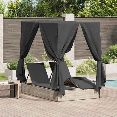 Dubbele ligbed Lichtgrijs 205 x 129 x 200 cm poly rattan