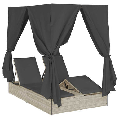Dubbele ligbed Lichtgrijs 205 x 129 x 200 cm poly rattan