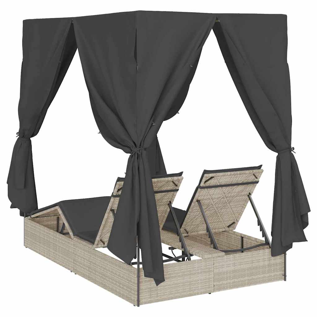 Dubbele ligbed Lichtgrijs 205 x 129 x 200 cm poly rattan