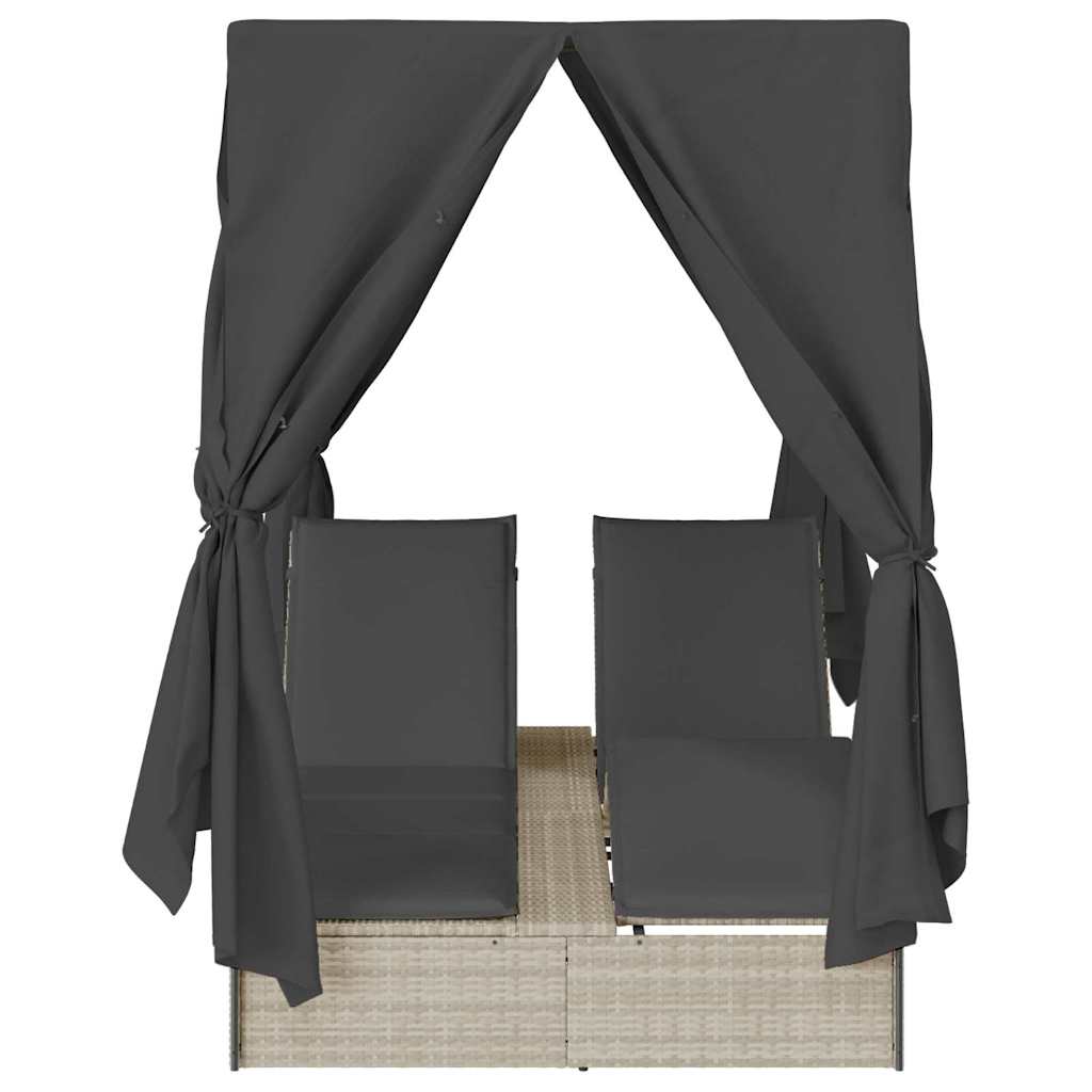Dubbele ligbed Lichtgrijs 205 x 129 x 200 cm poly rattan