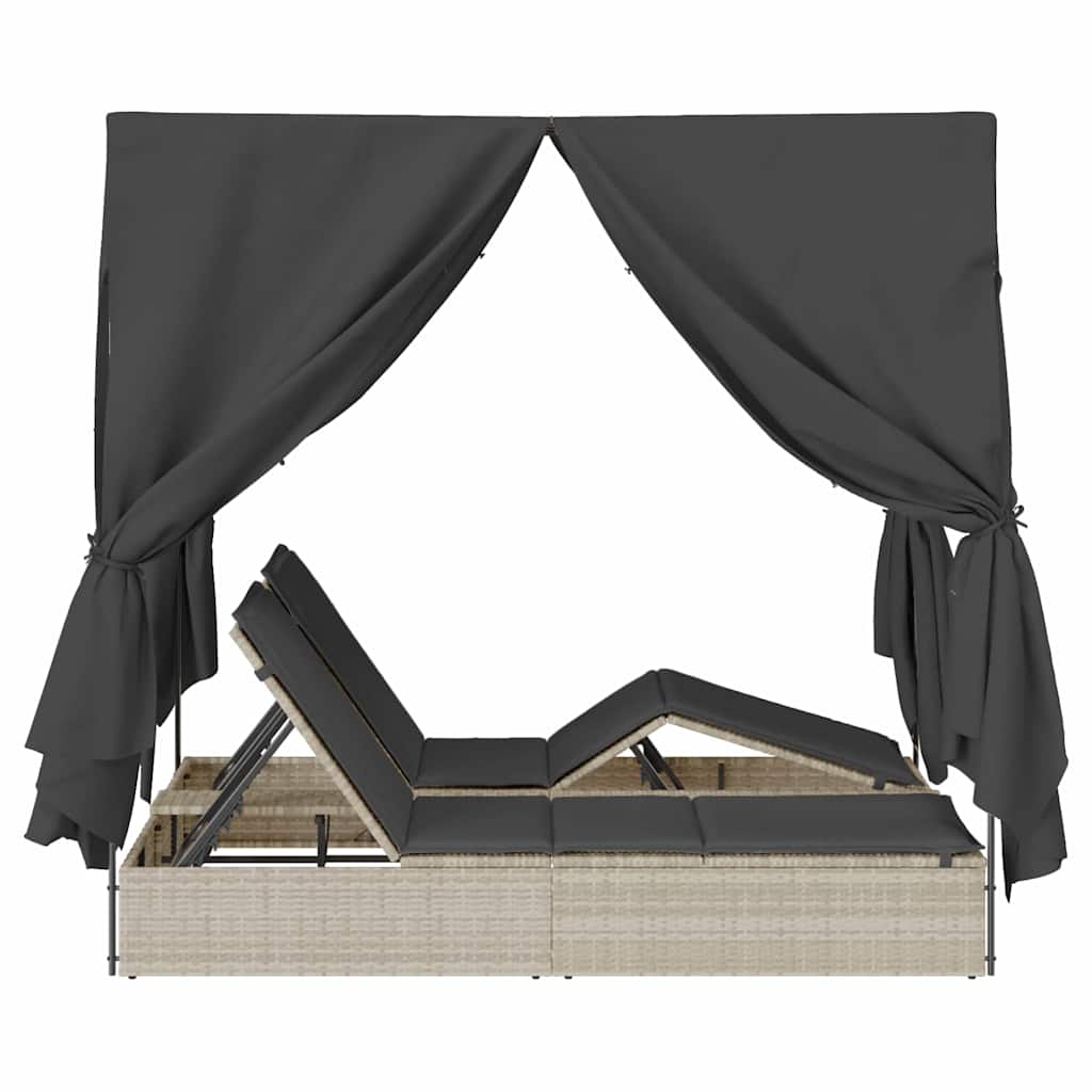 Dubbele ligbed Lichtgrijs 205 x 129 x 200 cm poly rattan