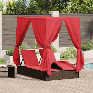 Dubbele ligbed Verstelbaar Rood 205 x 129 x 200 cm poly rattan