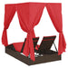 Dubbele ligbed Verstelbaar Rood 205 x 129 x 200 cm poly rattan