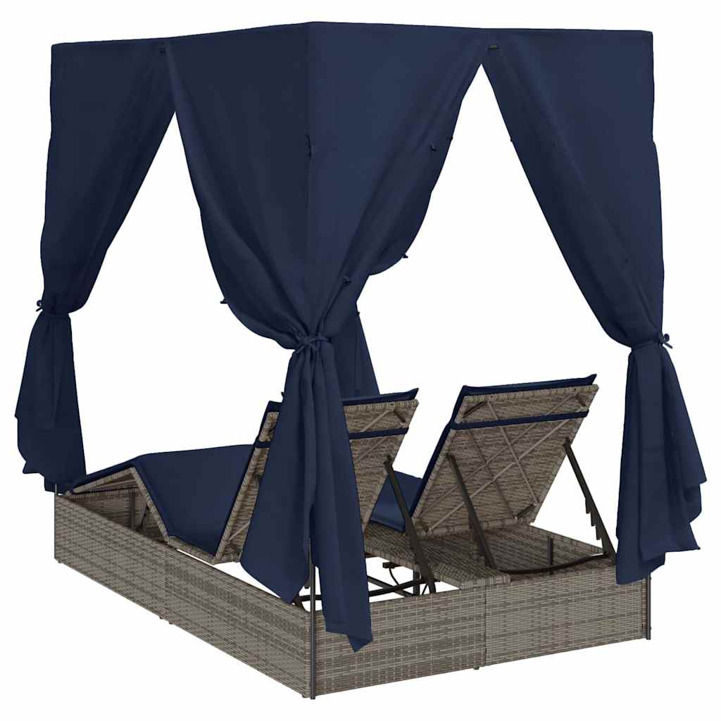 Dubbele ligbed Verstelbaar Zwart 205 x 129 x 200 cm poly rattan