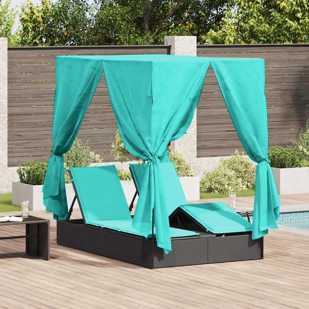 Dubbele ligbed Turquoise 205 x 129 x 200 cm poly rattan