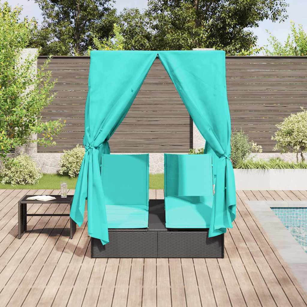 Dubbele ligbed Turquoise 205 x 129 x 200 cm poly rattan