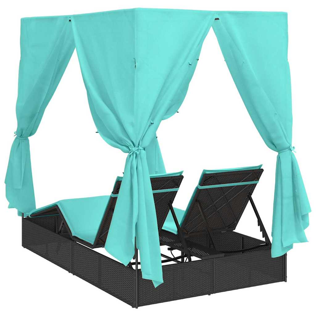 Dubbele ligbed Turquoise 205 x 129 x 200 cm poly rattan