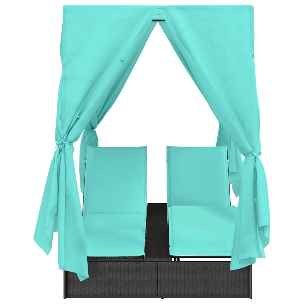 Dubbele ligbed Turquoise 205 x 129 x 200 cm poly rattan
