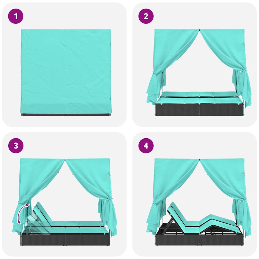 Dubbele ligbed Turquoise 205 x 129 x 200 cm poly rattan