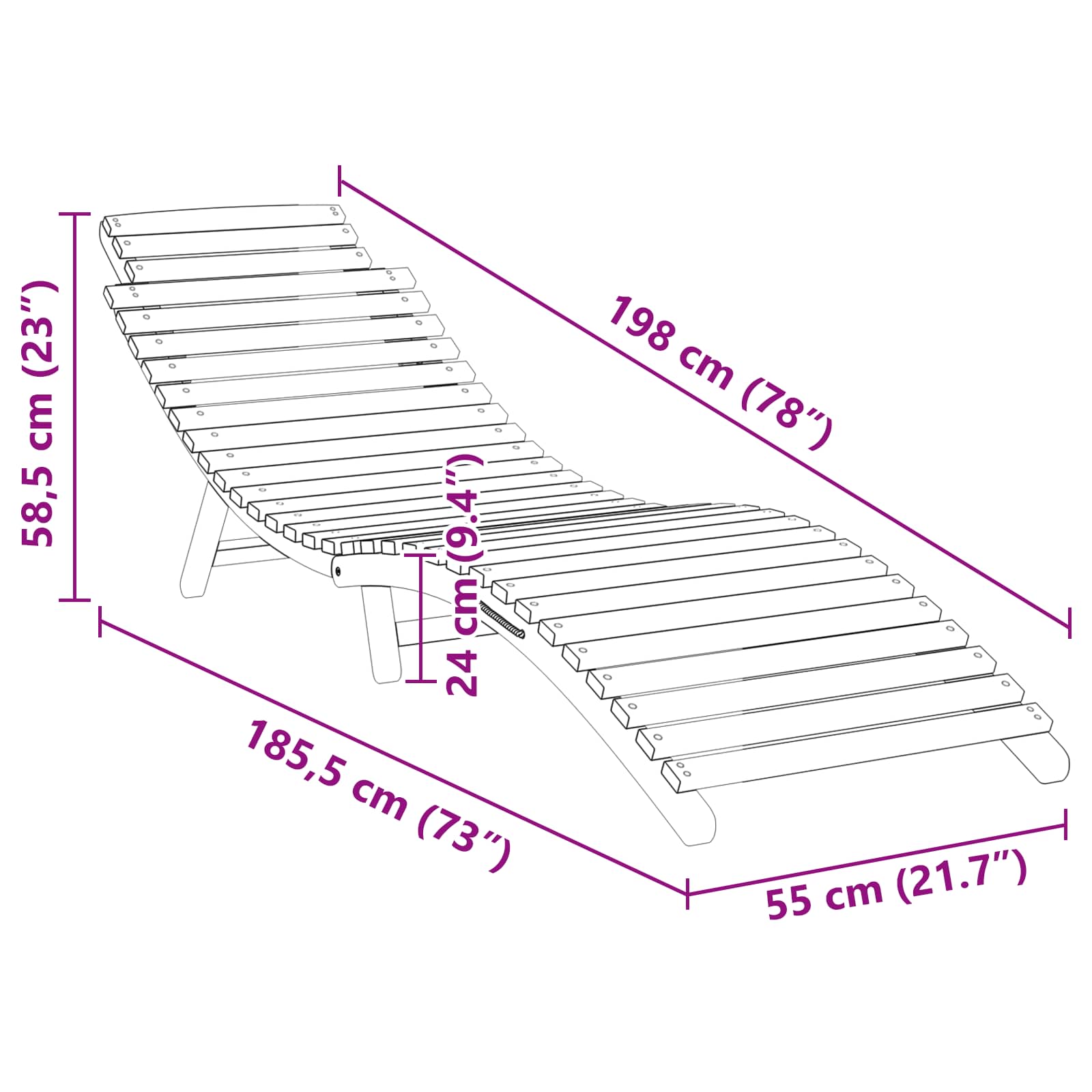 Ligstoel Bruin 198 x 55 x 58,5 cm Massief Teakhout