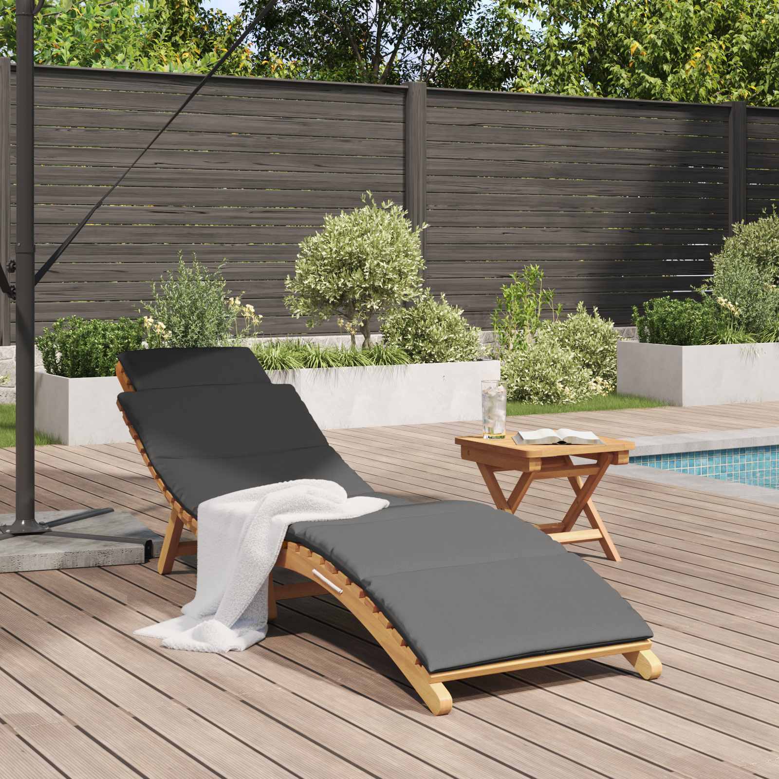 Tuininfurniture Sunlounger met kussen Bruin 198 x 55 x 58,5 cm