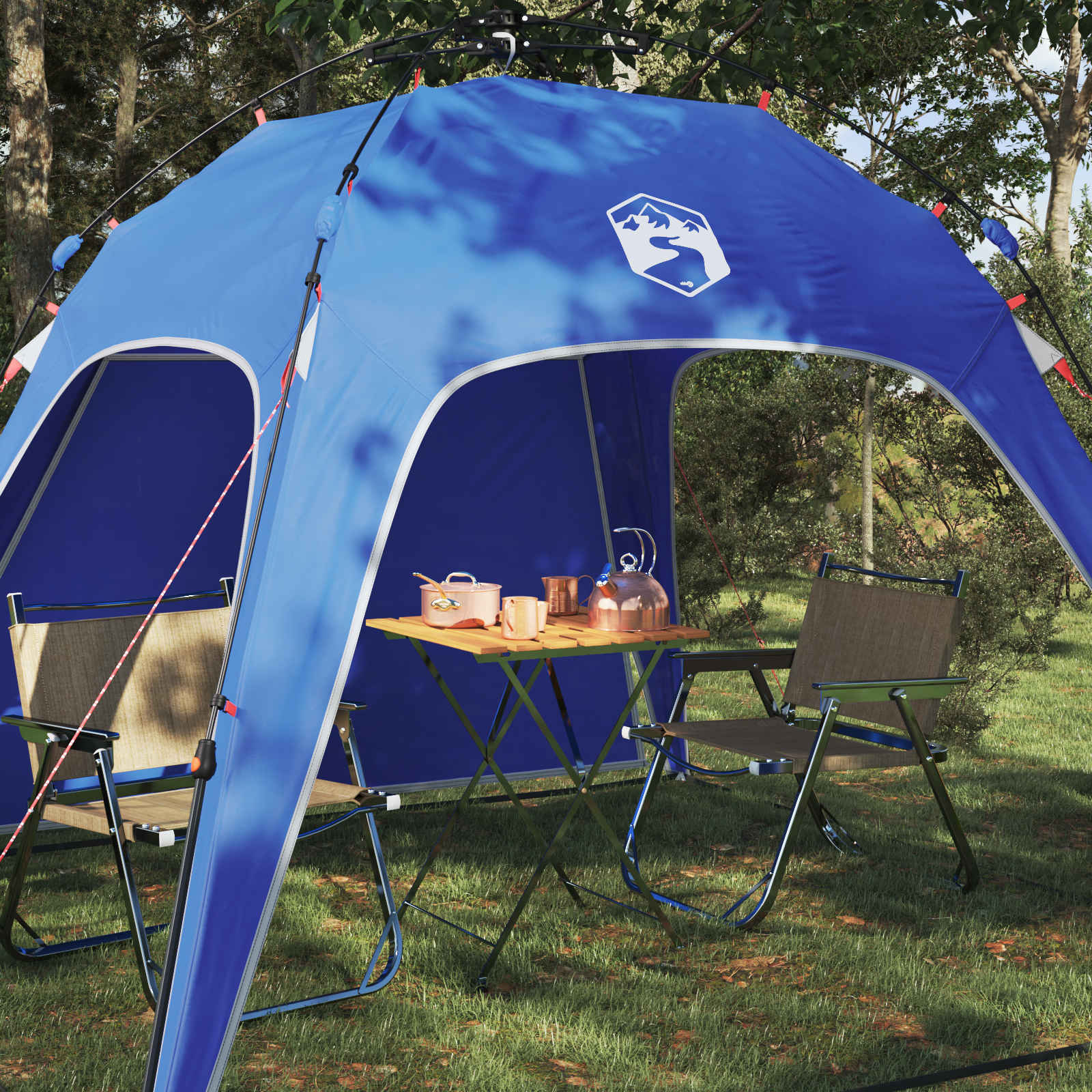 Instant Tent 4-Person Quick-Release Azure Blauw 185T Polyester azuurblauw