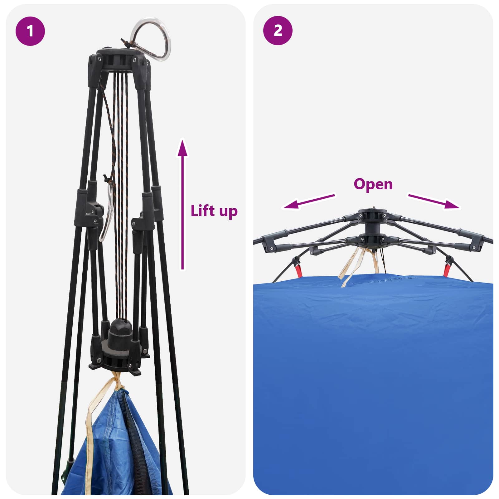 Instant Tent 4-Person Quick-Release Azure Blauw 185T Polyester azuurblauw