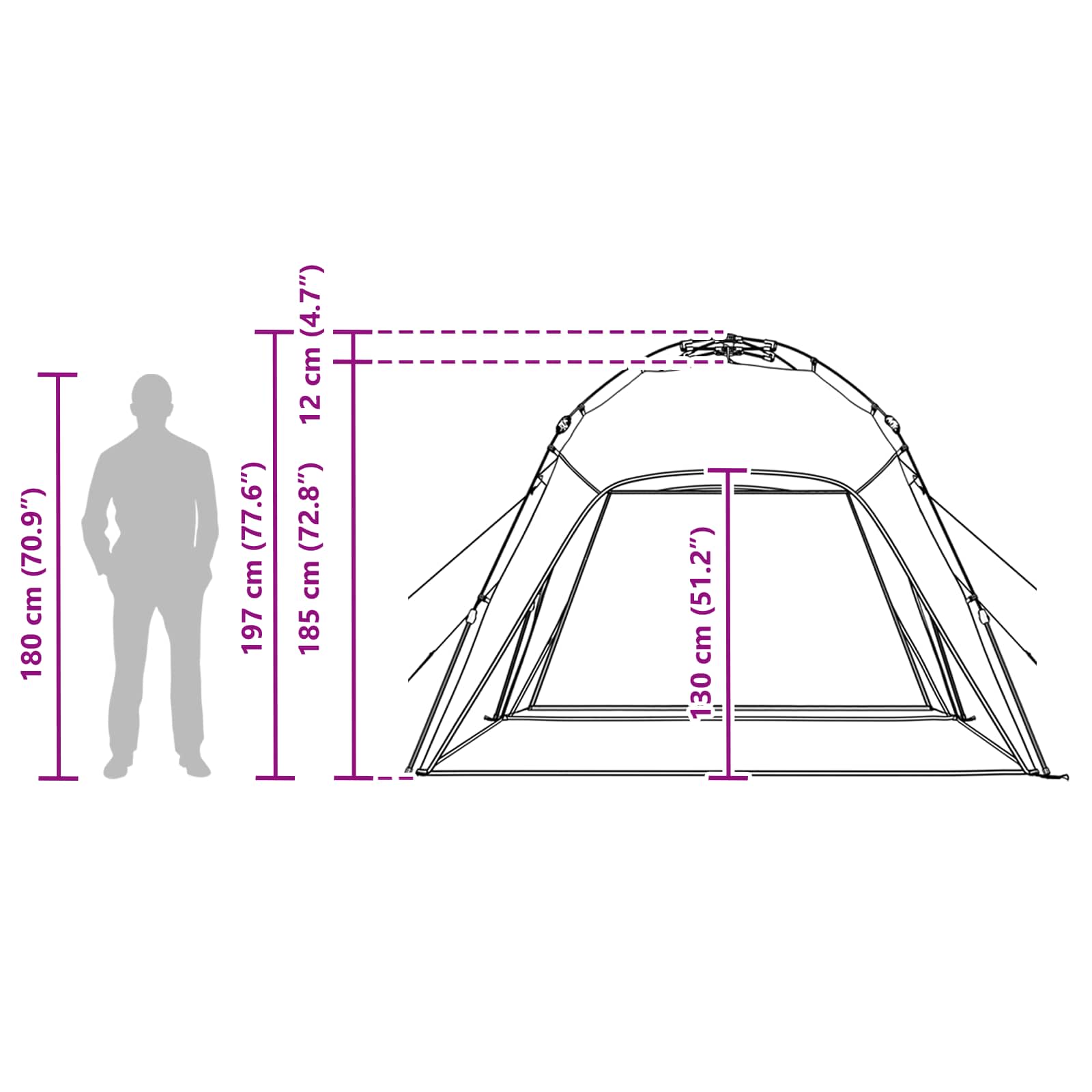 Instant Tent 4-Person Quick-Release Azure Blauw 185T Polyester azuurblauw