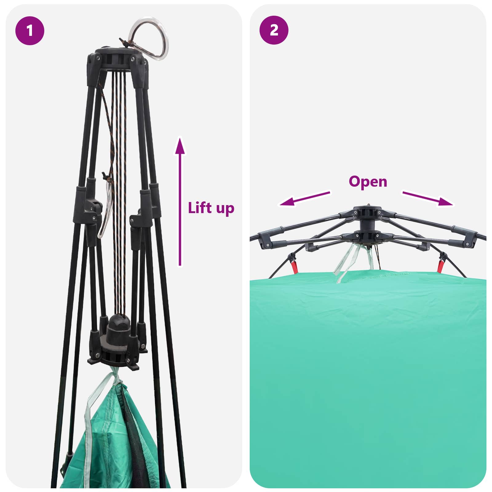 Instant Tent 4-Person Quick-Release Zeegroen 260 x 260 x 197 cm