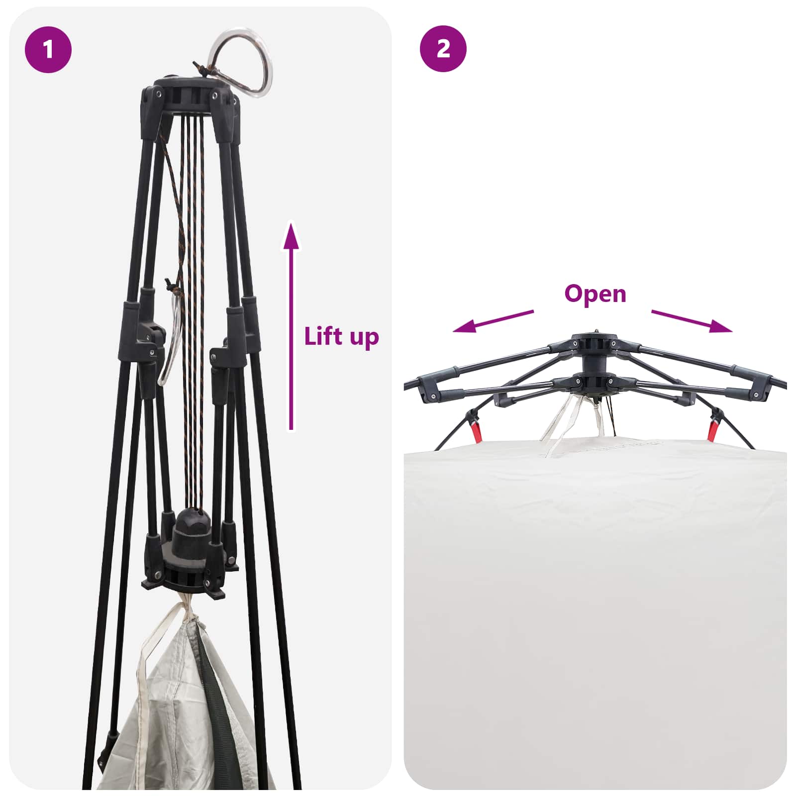 Instant Tent 4-Person Quick-Release Grijs 260 x 260 x 197 cm