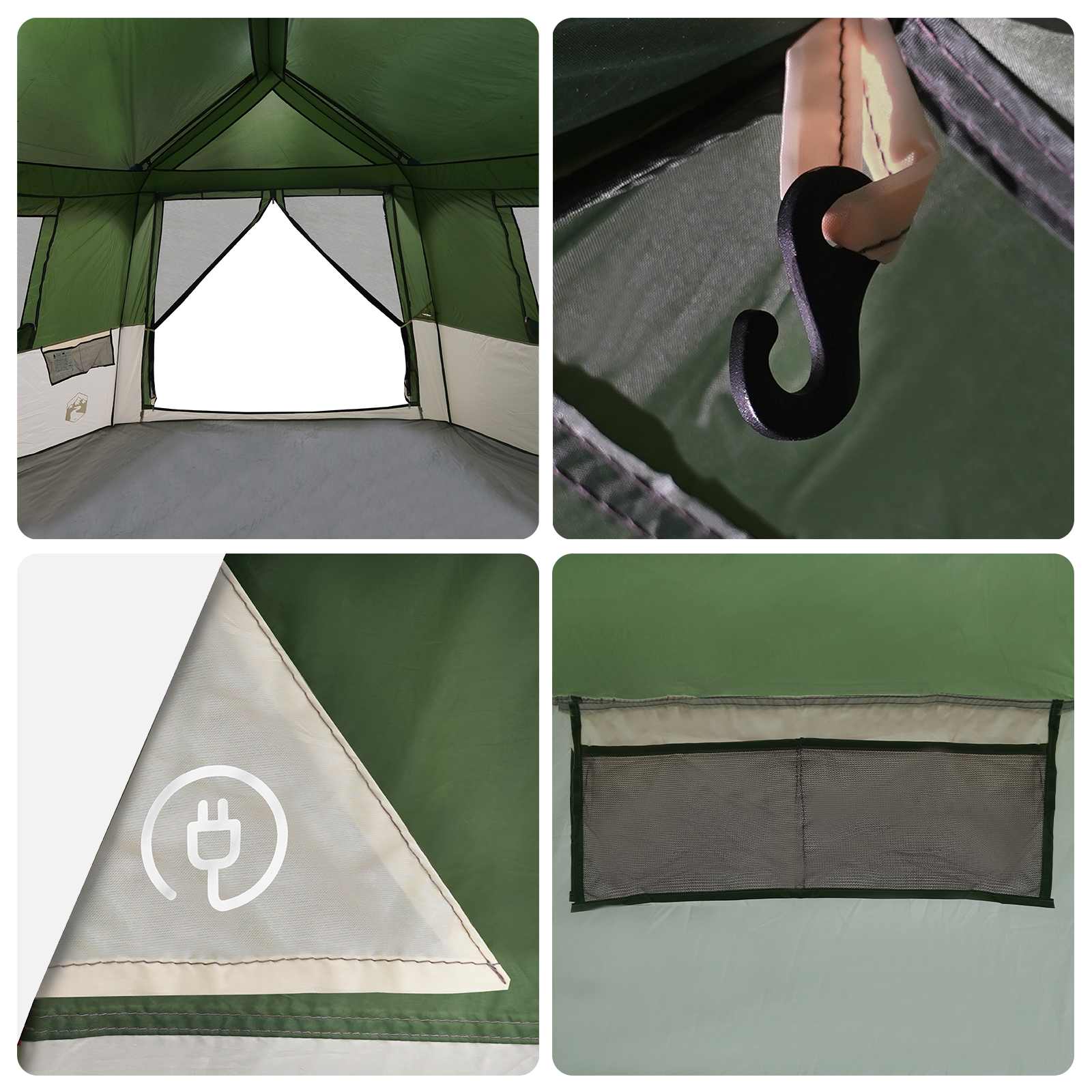 Instant tent met regenhuif voor 12 personen met snelontgrendeling