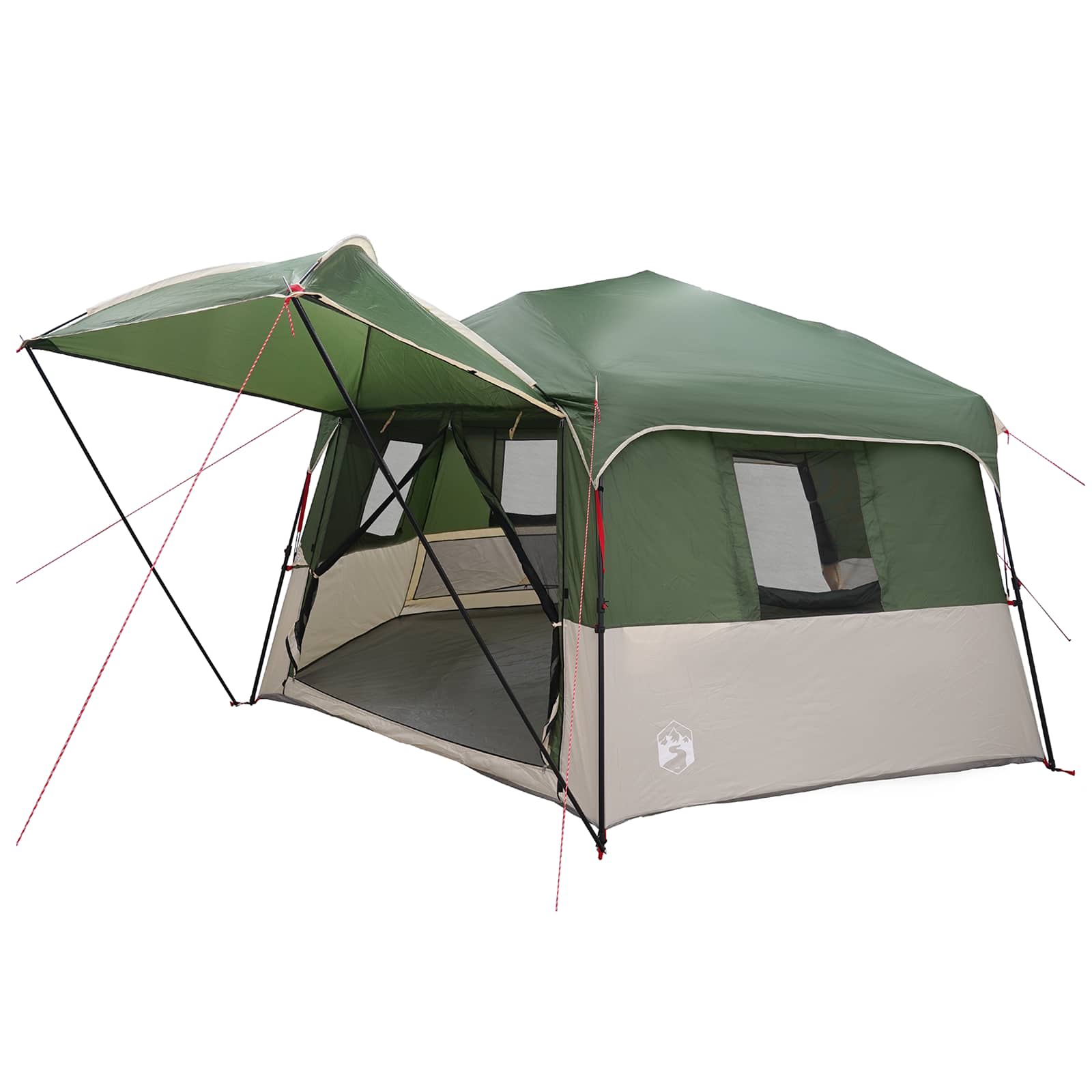 Instant tent met regenhuif voor 12 personen met snelontgrendeling