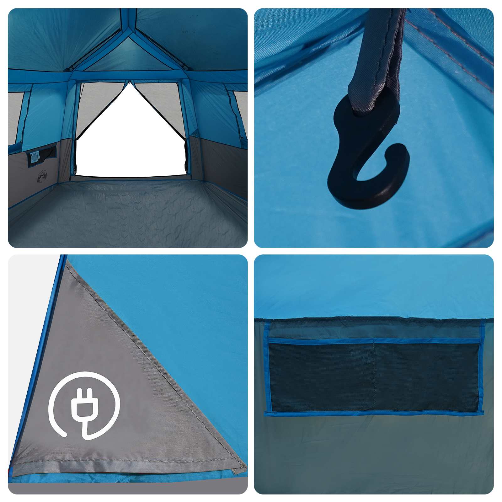 Instant tent met regenhuif voor 12 personen met snelontgrendeling