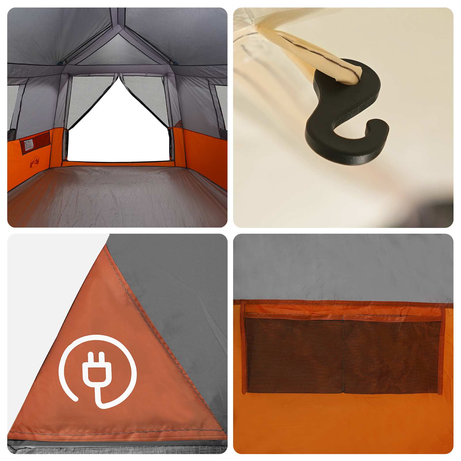 Instant tent met regenhuif voor 12 personen met snelontgrendeling