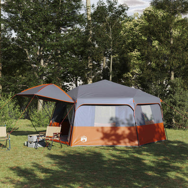 Instant tent met regenhuif voor 12 personen met snelontgrendeling
