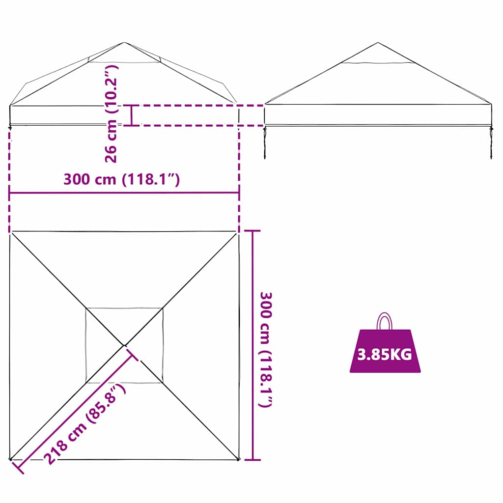 Gazebo Dekking Vervanging Doorzichtig 300 x 300 x 26 cm PVC