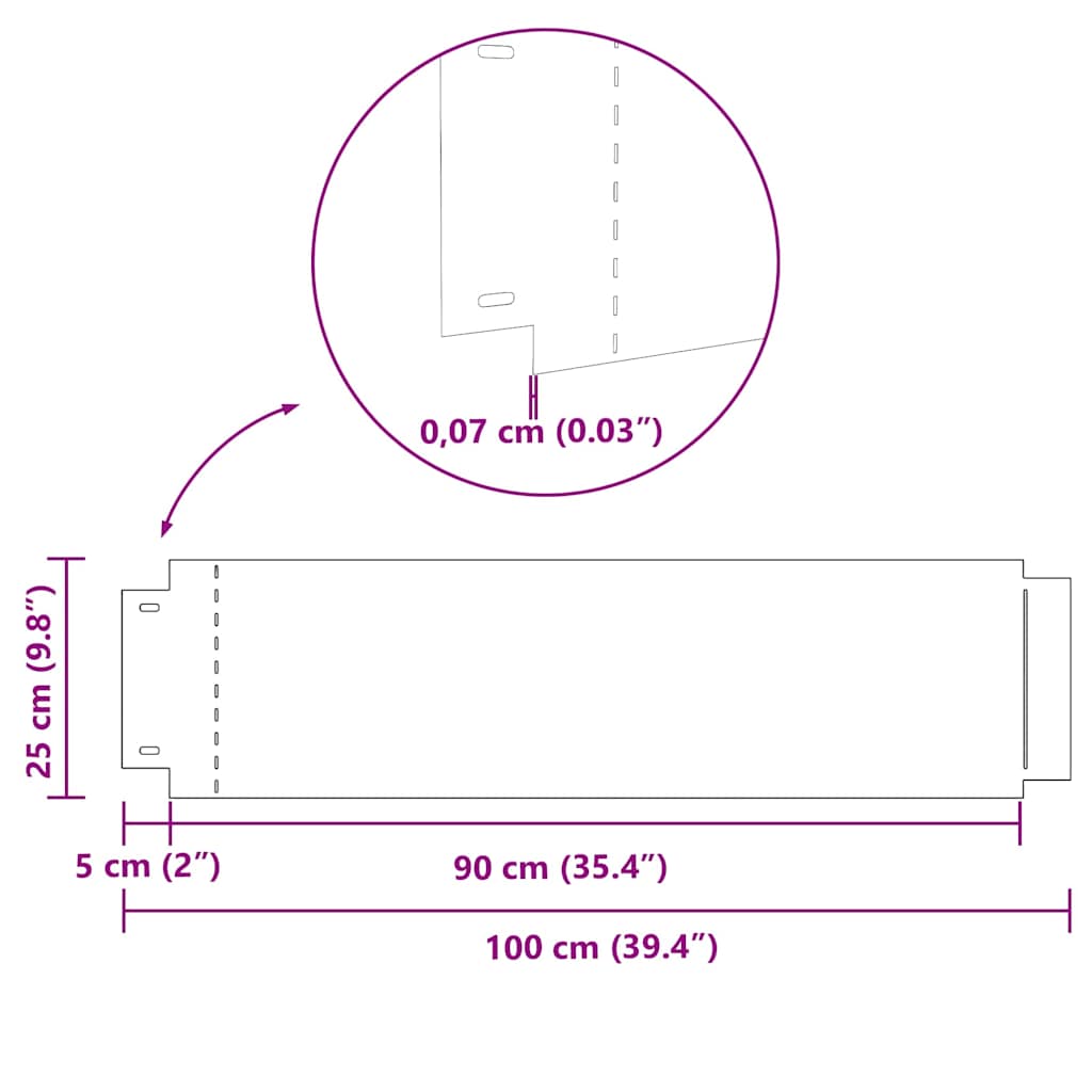 Gazonranden 5 st 100 x 25 x 0,07 cm Gegalvaniseerd staal Zilver