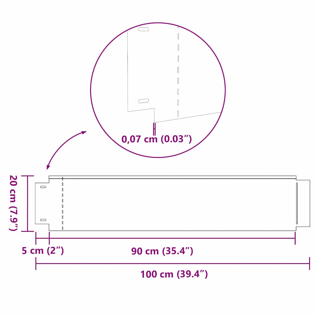 Grashek Gegalvaniseerde kleur 100 x 20 x 0.07 cm
