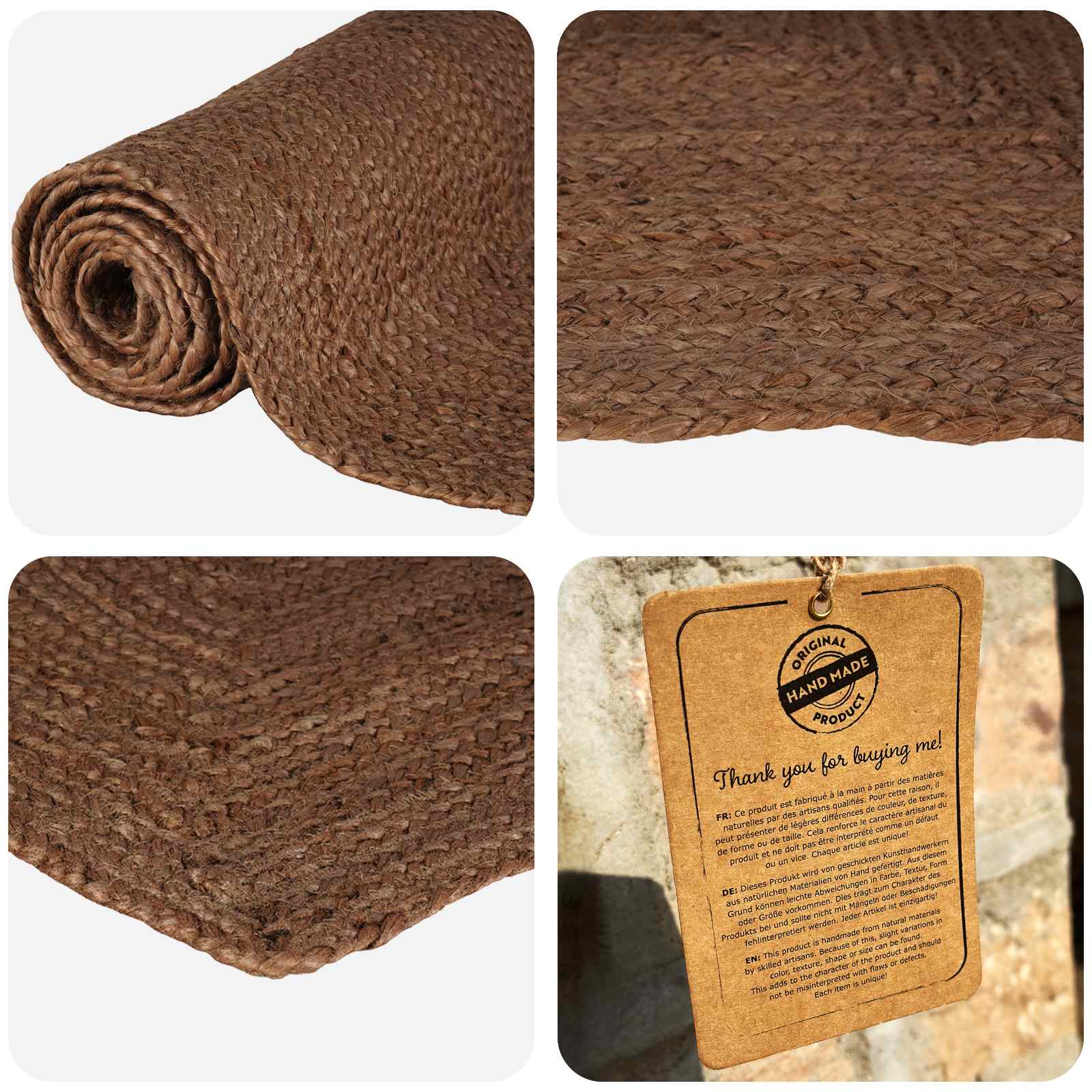 Gebied Tapijt Grijs 120 x 120 cm Jute