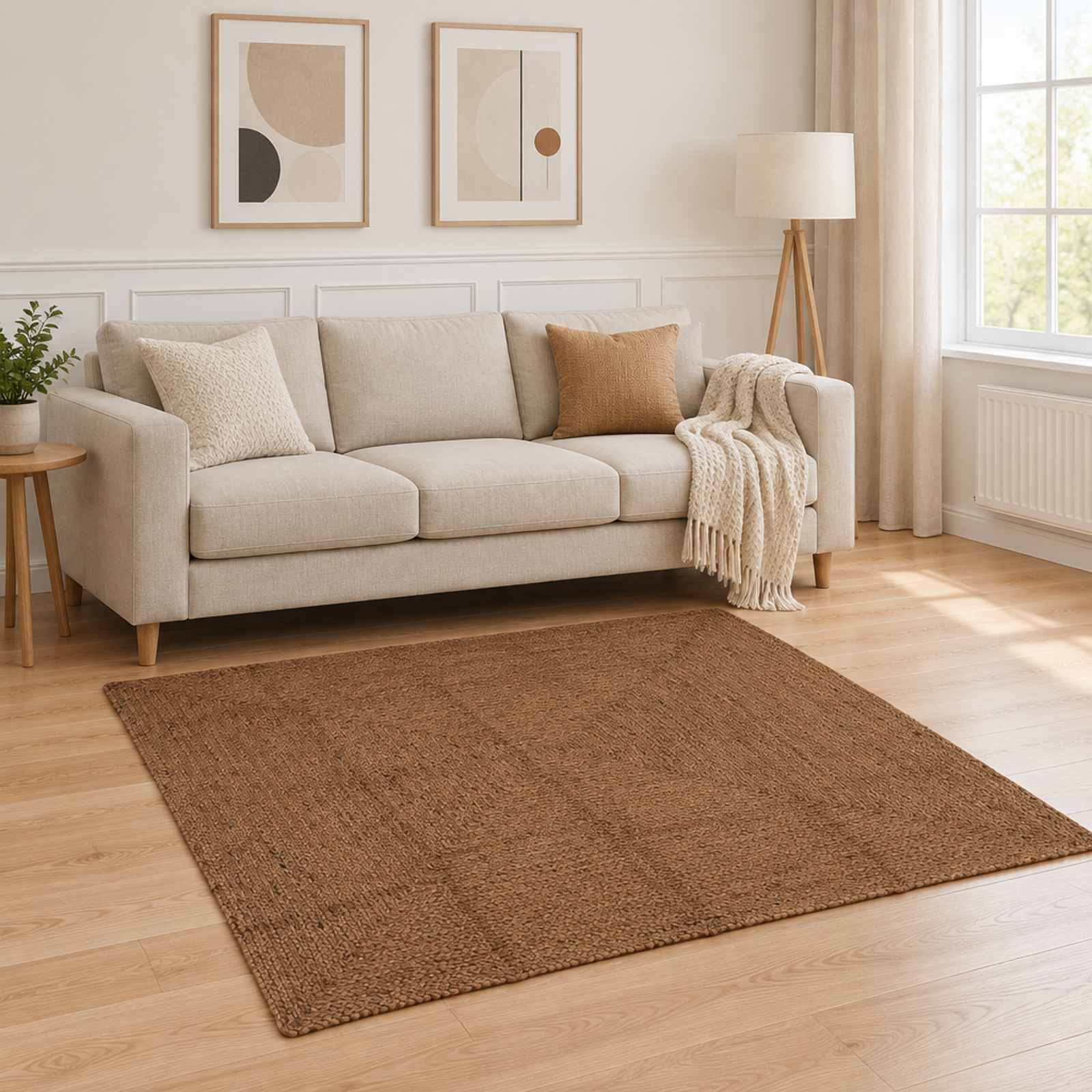 Gebied Tapijt Grijs 160 x 160 cm Jute