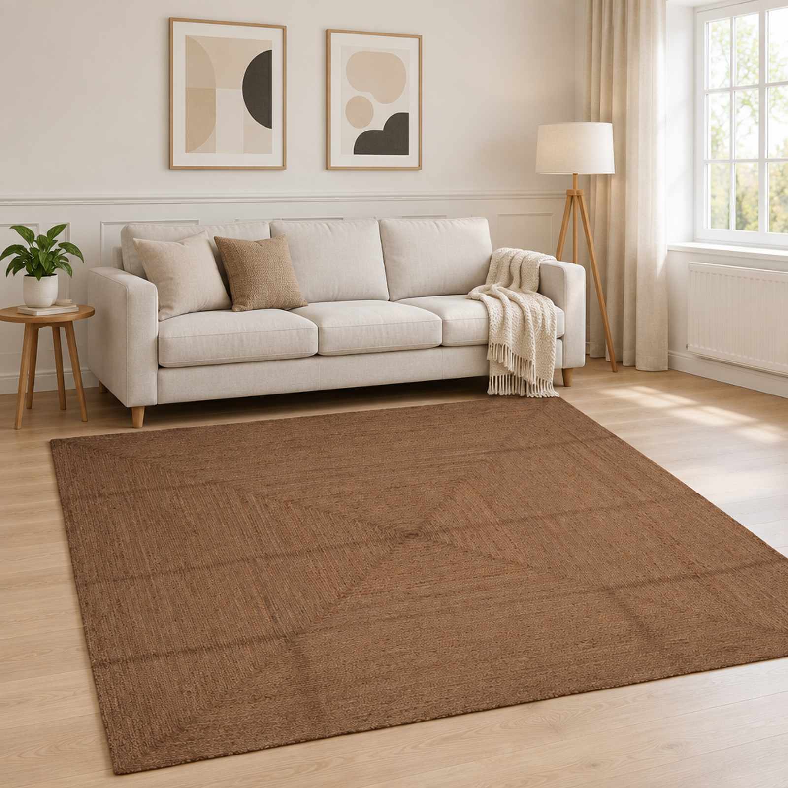Gebied Tapijt Grijs 240 x 240 cm Jute