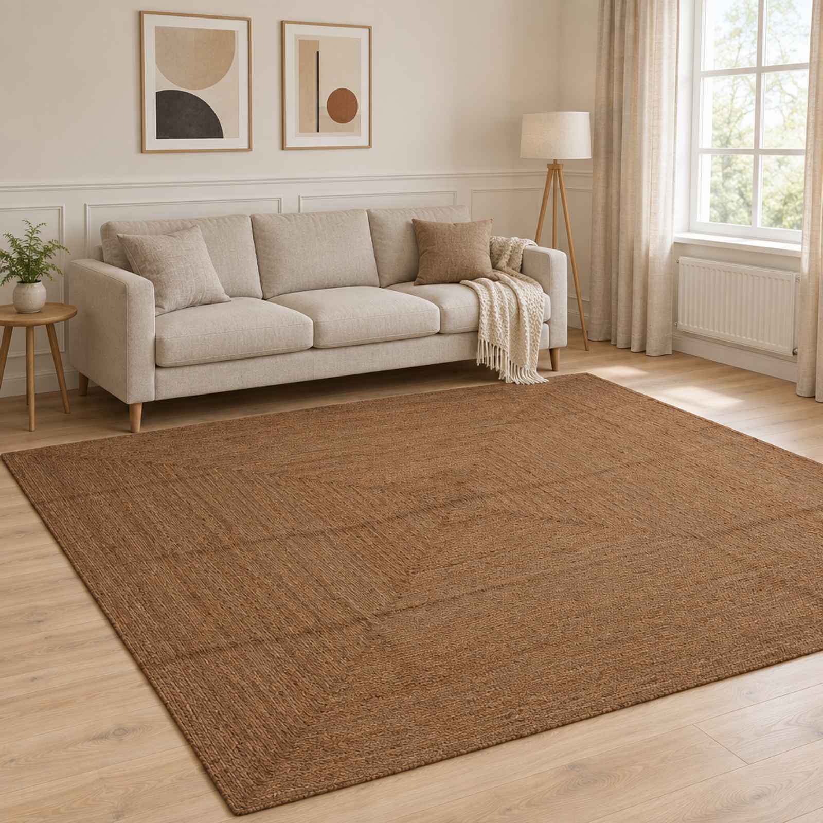 Gebied Tapijt Grijs 300 x 300 cm Jute