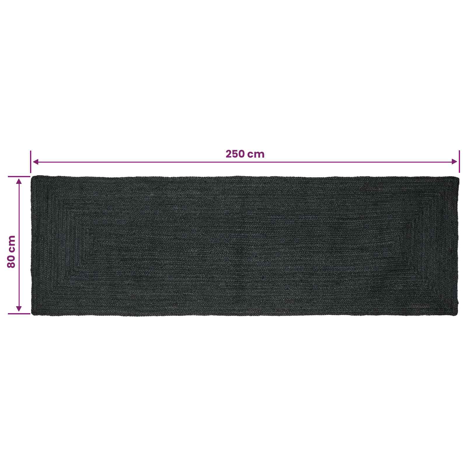 Vloerkleden Rechthoekig Donkergrijs 80 x 250 cm Jute