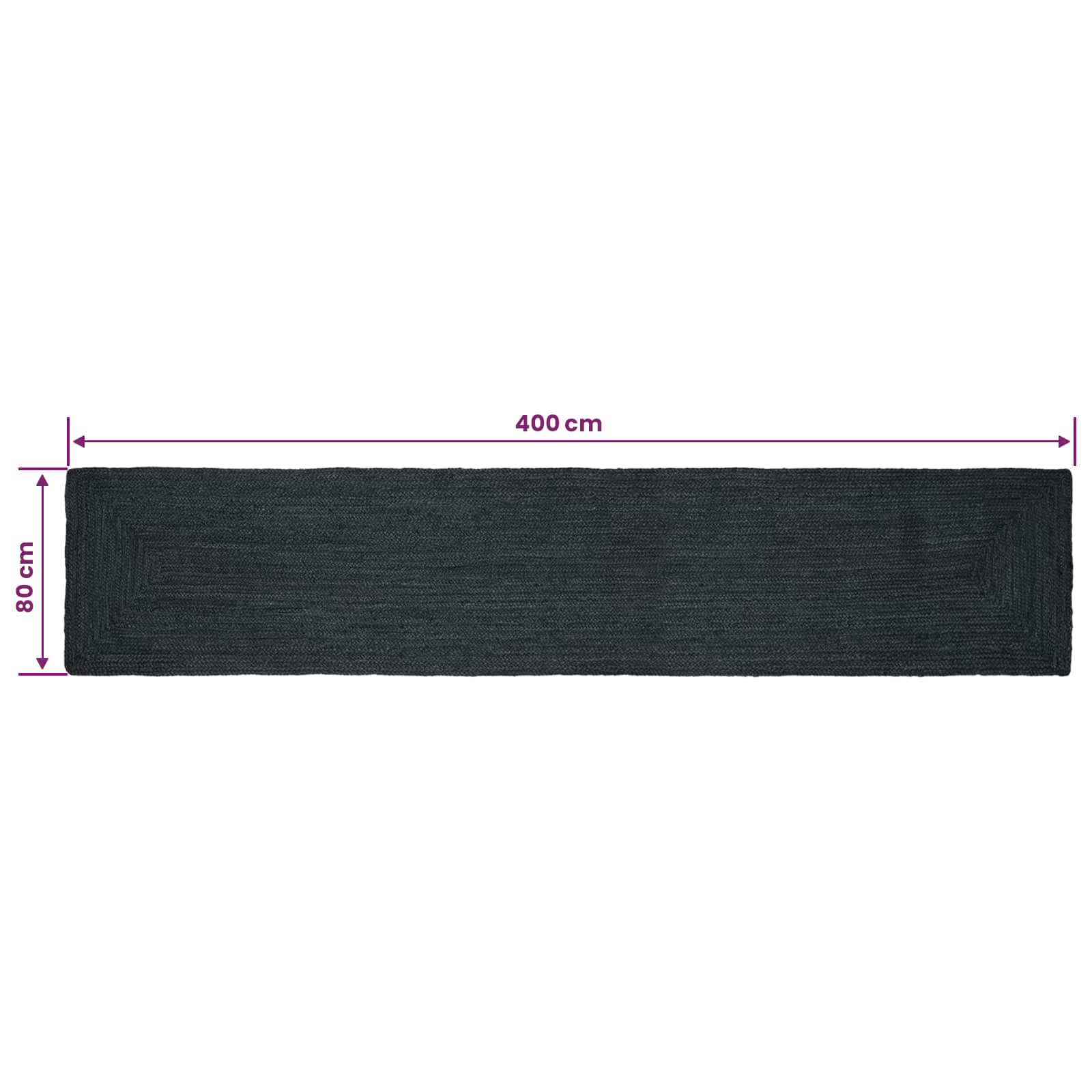 Vloerkleden Rechthoekig Donkergrijs 80 x 400 cm Jute