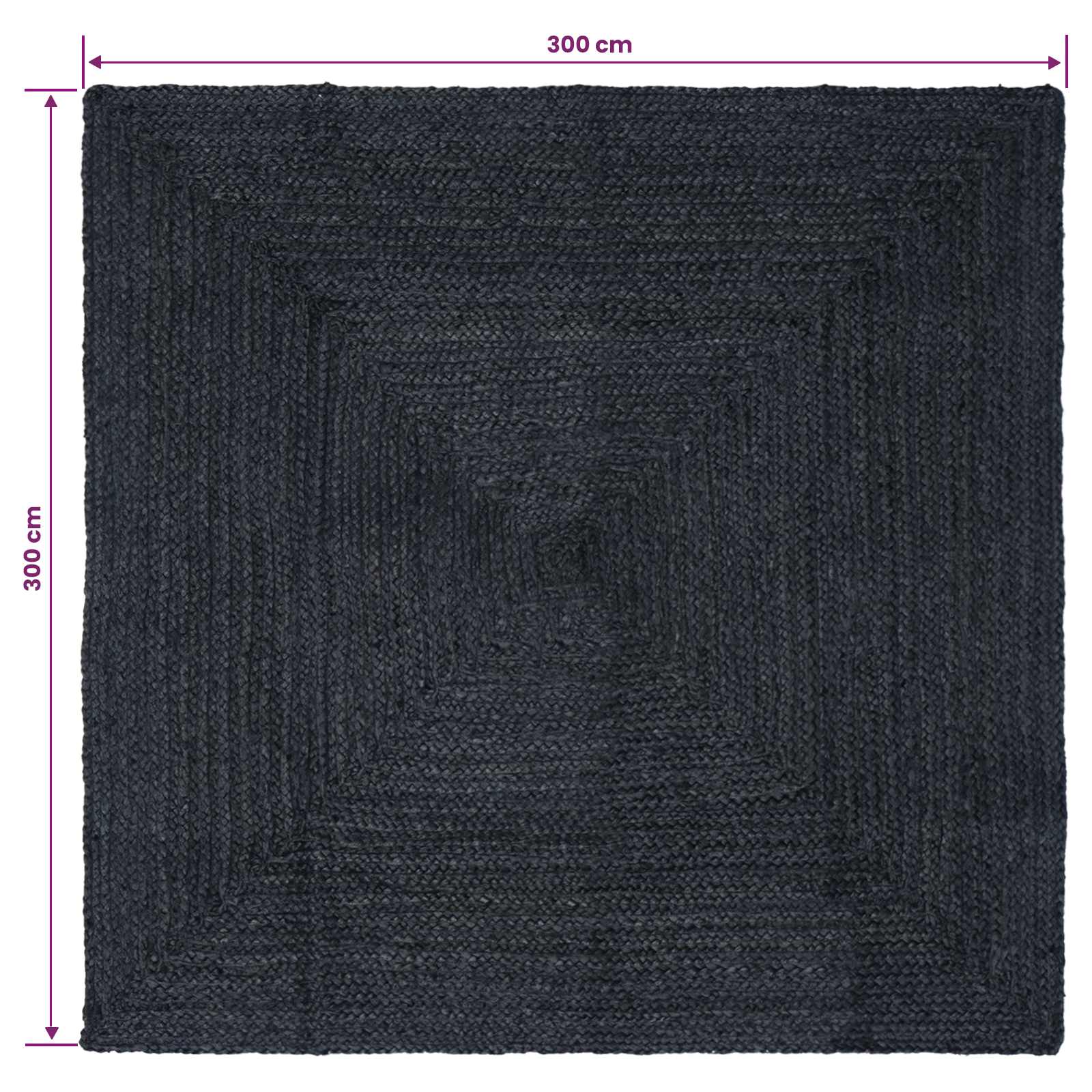 Vloerkleden Vierkant Donkergrijs 300 x 300 cm Jute