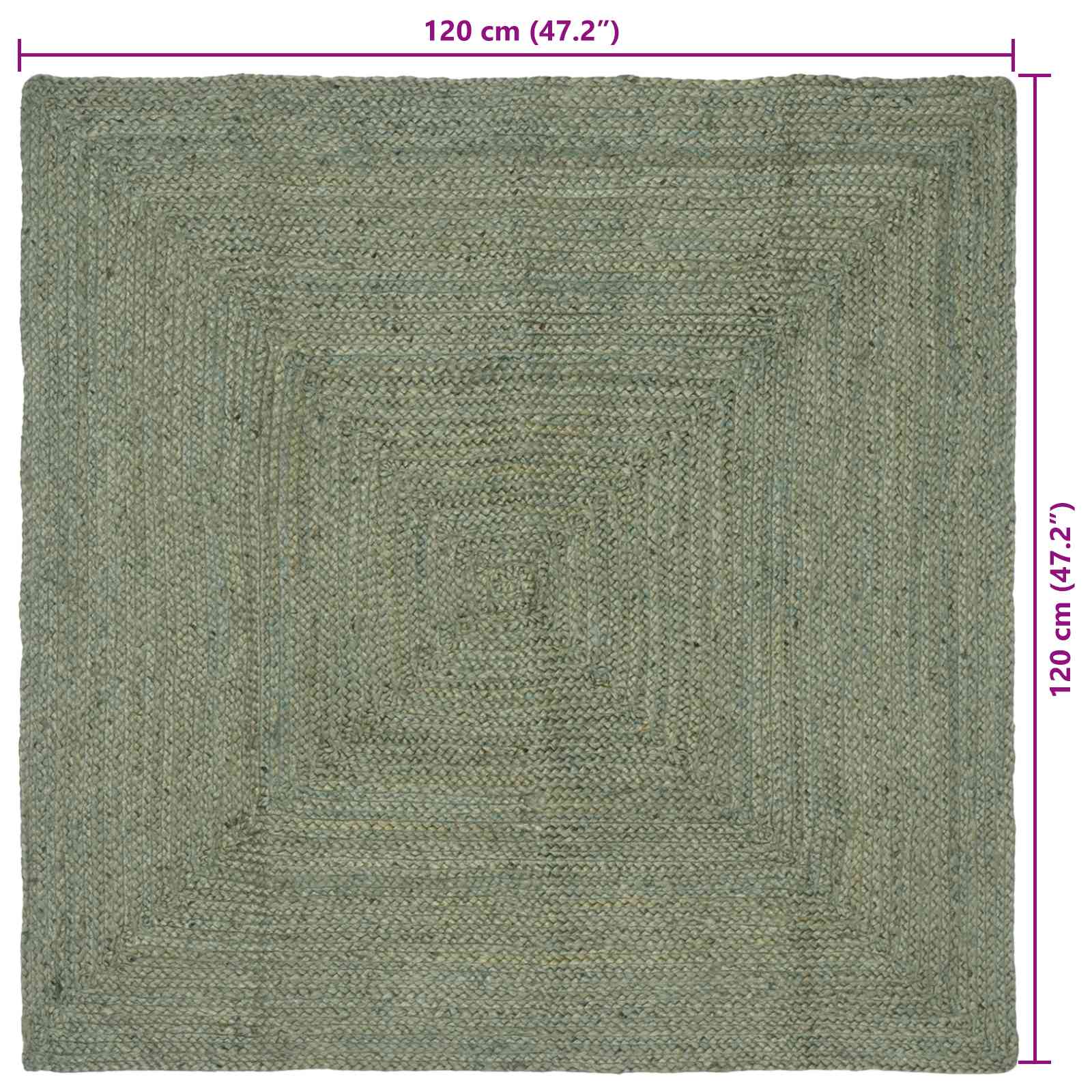 Vloerkleden Rechthoekig Olijfgroen 120 x 120 cm Jute