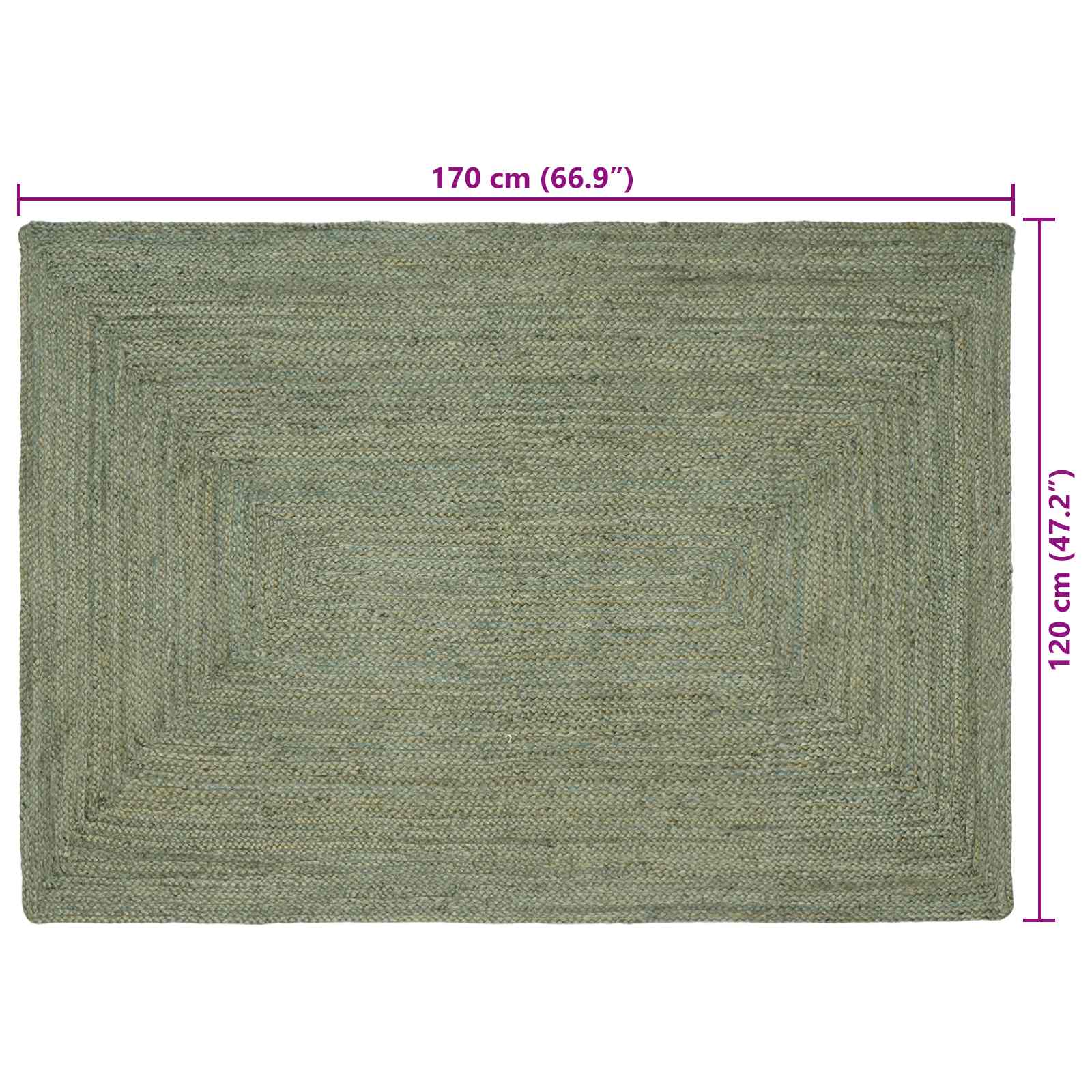 Vloerkleden Rechthoekig Olijfgroen 120 x 170 cm Jute