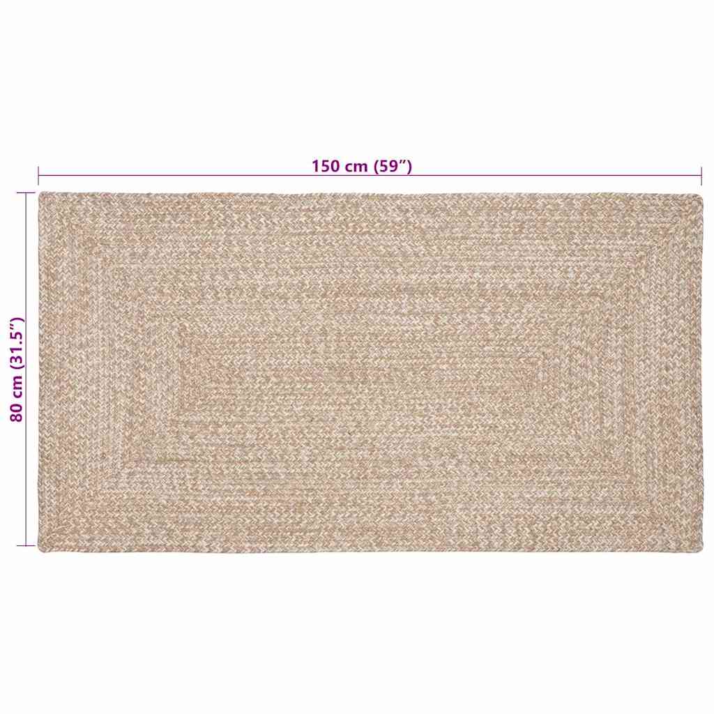 Vloerkleden Natuurlijk en Wit 80 x 150 cm Jute