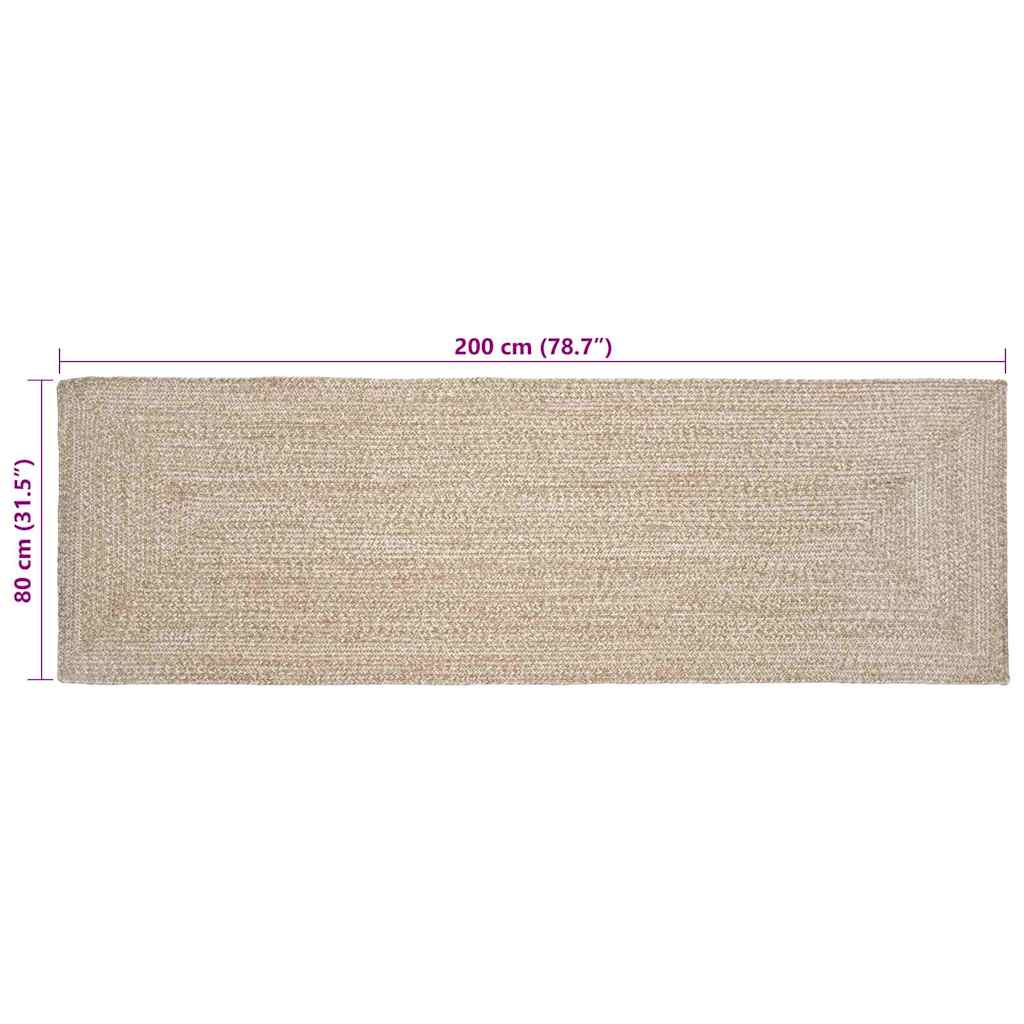 Vloerkleden Natuurlijk en Wit 80 x 200 cm Jute