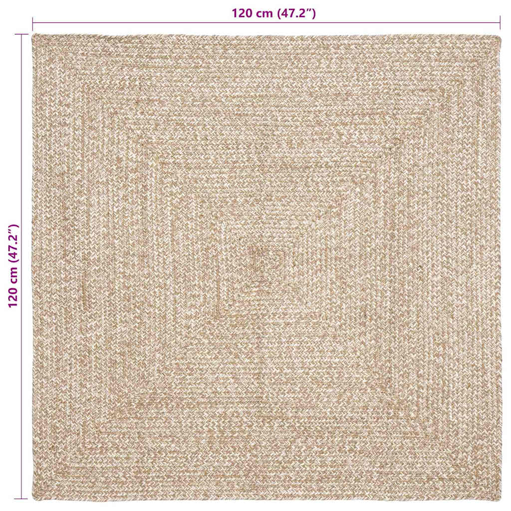 Vloerkleden Natuurlijk en Wit 120 x 120 cm Jute