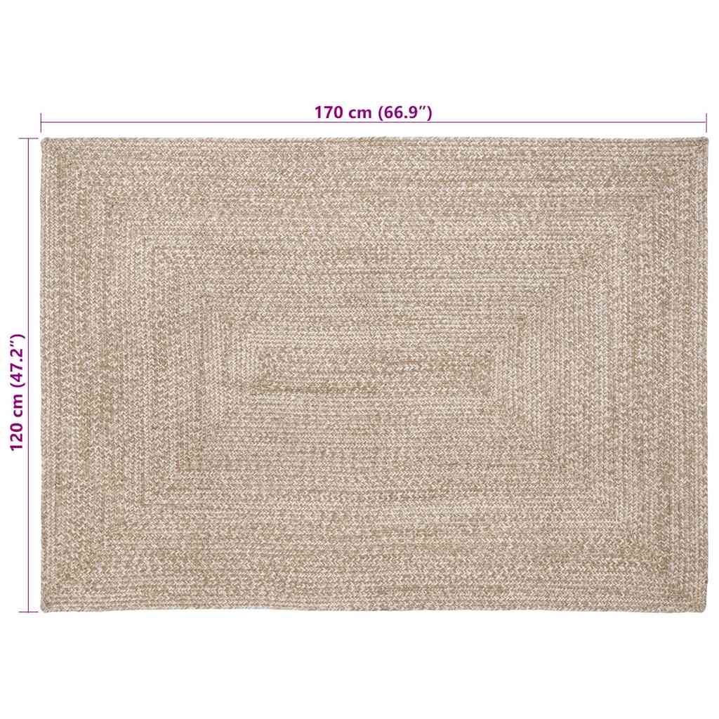 Vloerkleden Natuurlijk en Wit 120 x 170 cm Jute