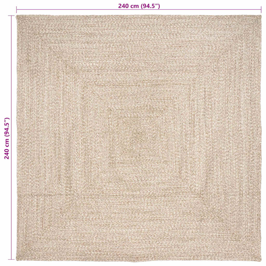 Vloerkleden Natuurlijk en Wit 240 x 240 cm Jute