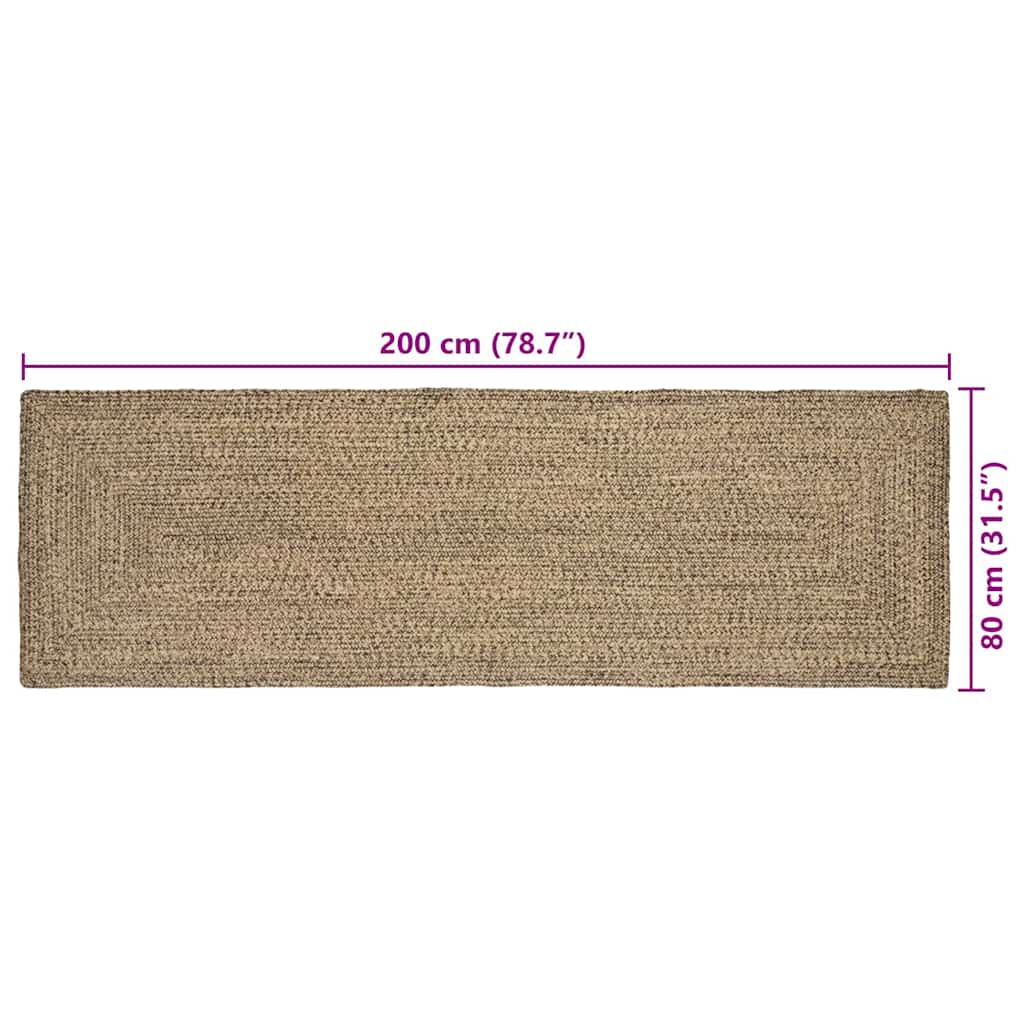 Vloerkleden Naturel en Zwart 80 x 200 cm Jute