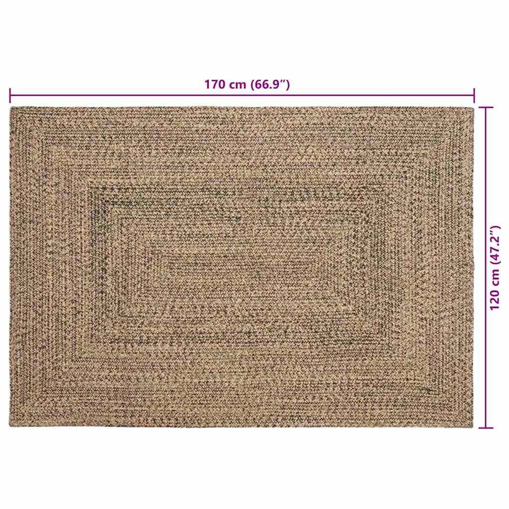 Vloerkleden Naturel en Zwart 120 x 170 cm Jute
