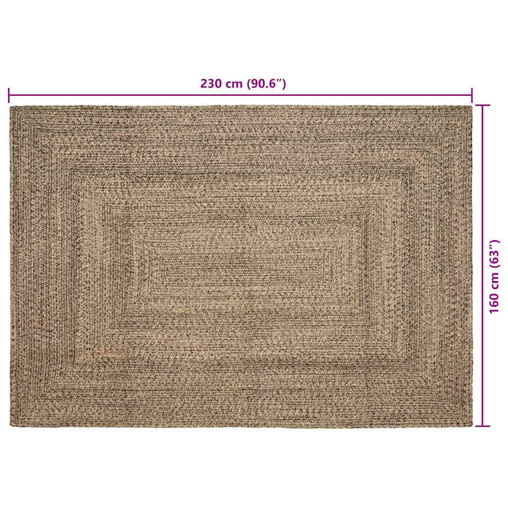Vloerkleden Naturel en Zwart 160 x 230 cm Jute