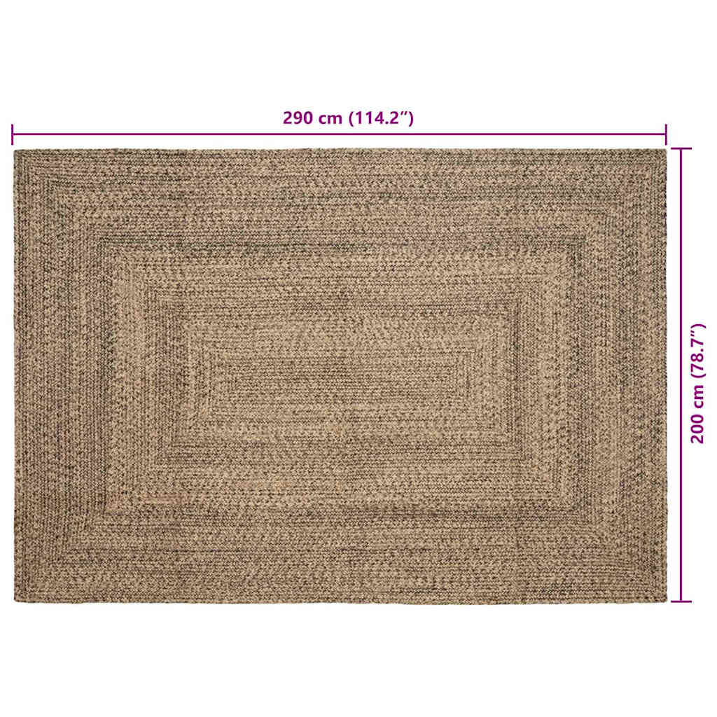 Vloerkleden Naturel en Zwart 200 x 290 cm Jute