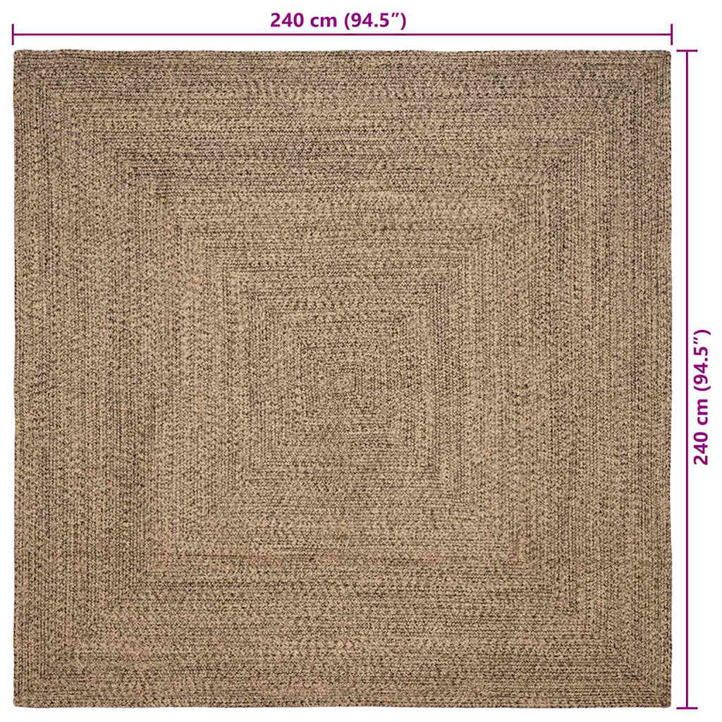 Vloerkleden Naturel en Zwart 240 x 240 cm Jute