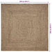 Vloerkleden Naturel en Zwart 240 x 240 cm Jute