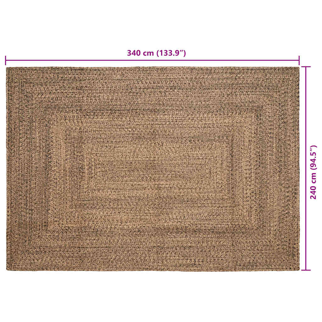 Vloerkleden Naturel en Zwart 240 x 340 cm Jute