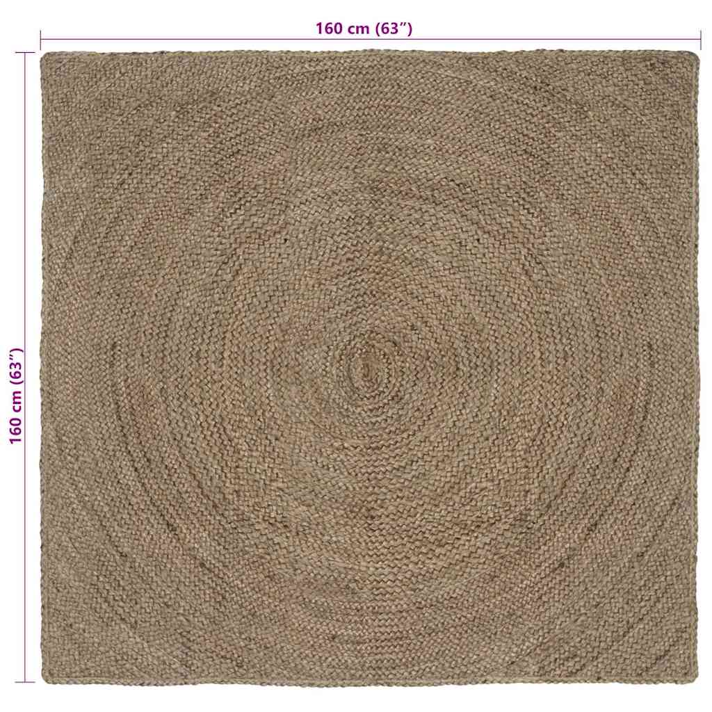 Vloerkleden Grijs 160 x 160 cm Jute